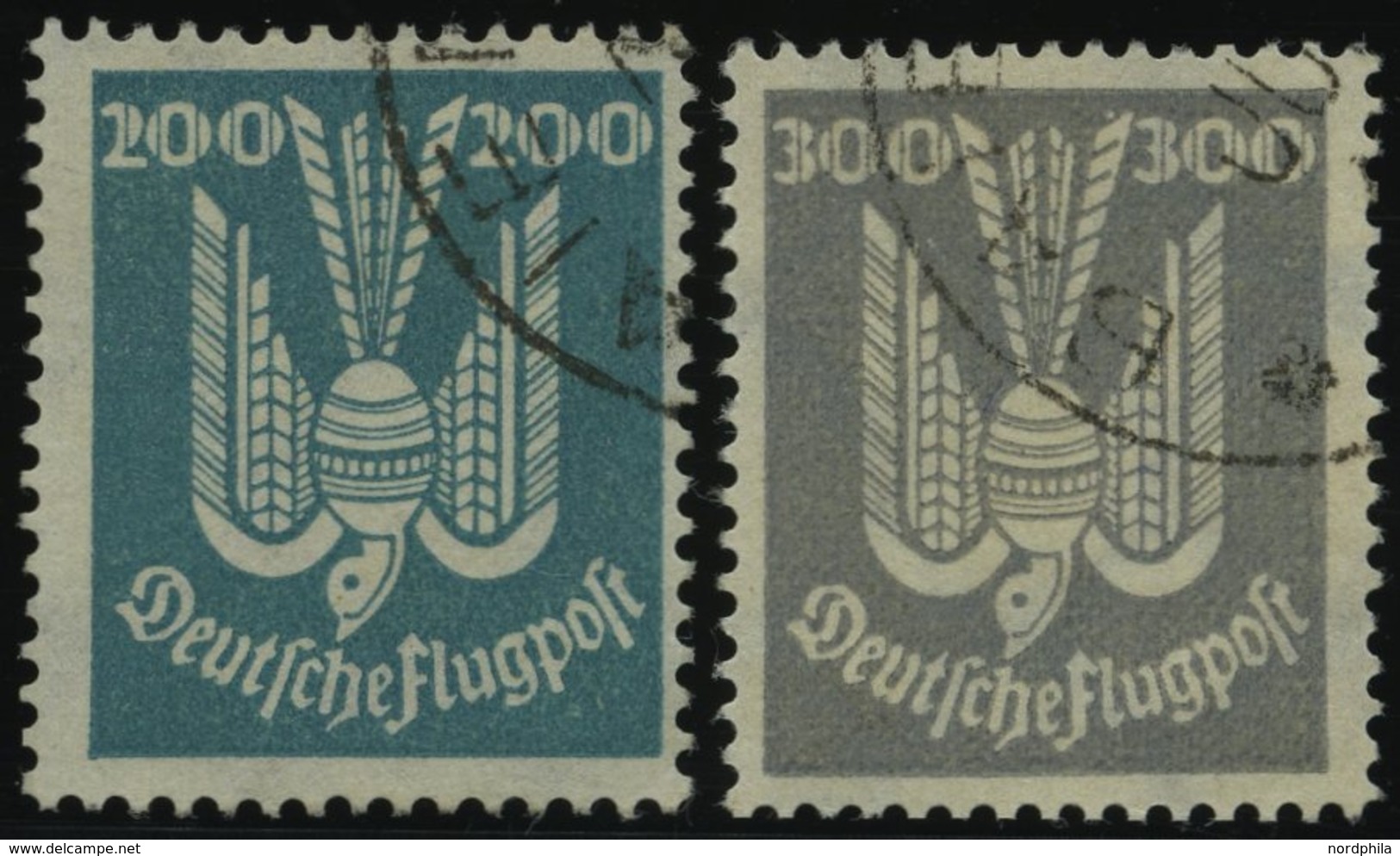 Dt. Reich 349/50 O, 1924, 200 Und 300 Pf. Holztaube, 2 Prachtwerte, Mi. 240.- - Oblitérés