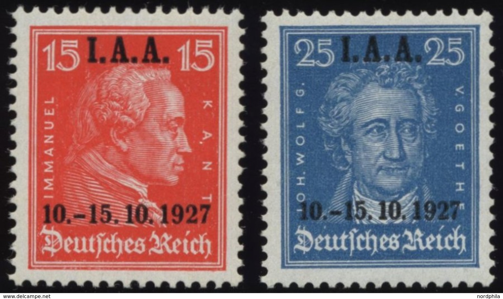 Dt. Reich 408/9 **, 1927, 15 Und 25 Pf. I.A.A., 2 Prachtwerte, Normale Zähnung, Pracht, Mi. 160.- - Usati