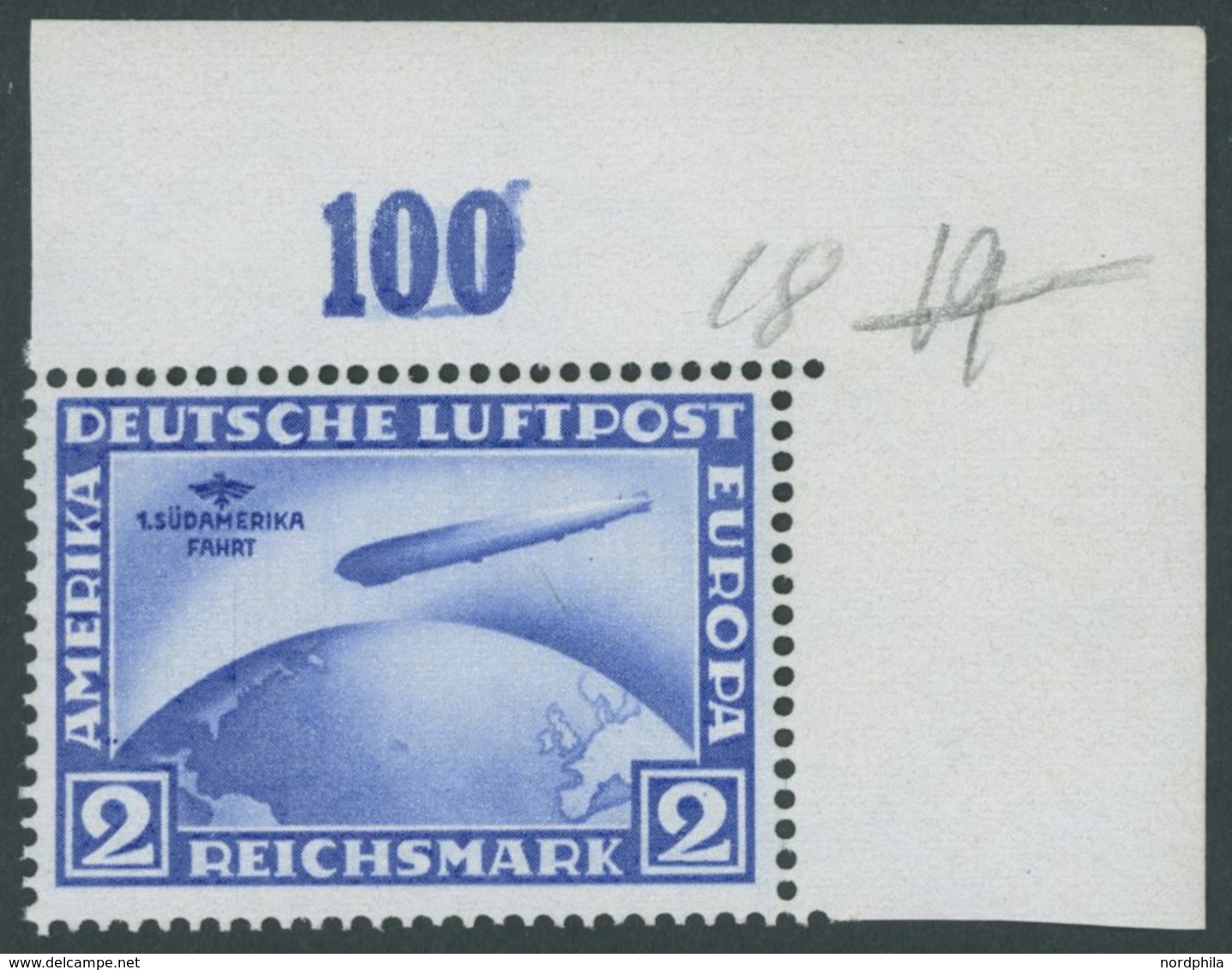 Dt. Reich 438Y **, 1930, 2 M. Südamerikafahrt, Wz. Liegend, Rechte Obere Bogendecke, Postfrisch, Pracht, Unsigniert, Fot - Used Stamps