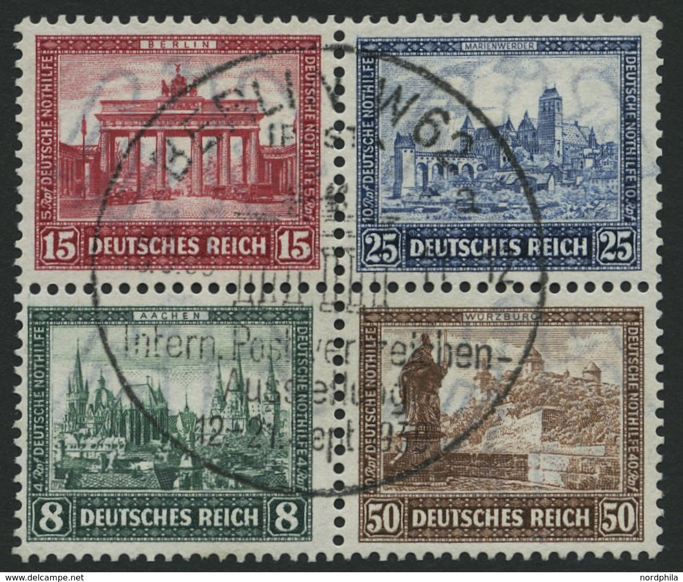 Dt. Reich 446-49 O, 1930, Herzstück IPOSTA, Pracht - Gebruikt