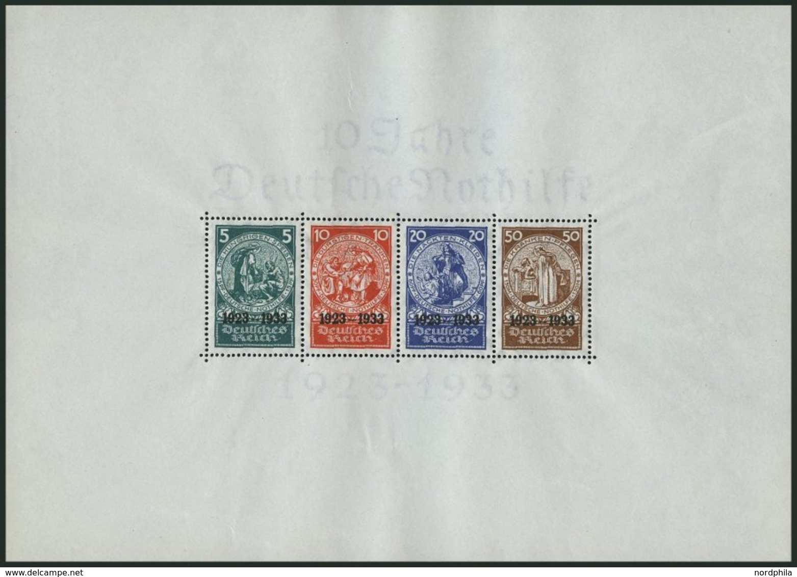 Dt. Reich Bl. 2 **, 1933, Block Nothilfe, Originalgröße, Postfrisch, Kaum Sichtbarer Fleck Im Rand, Pracht, Gepr. D. Sch - Andere & Zonder Classificatie