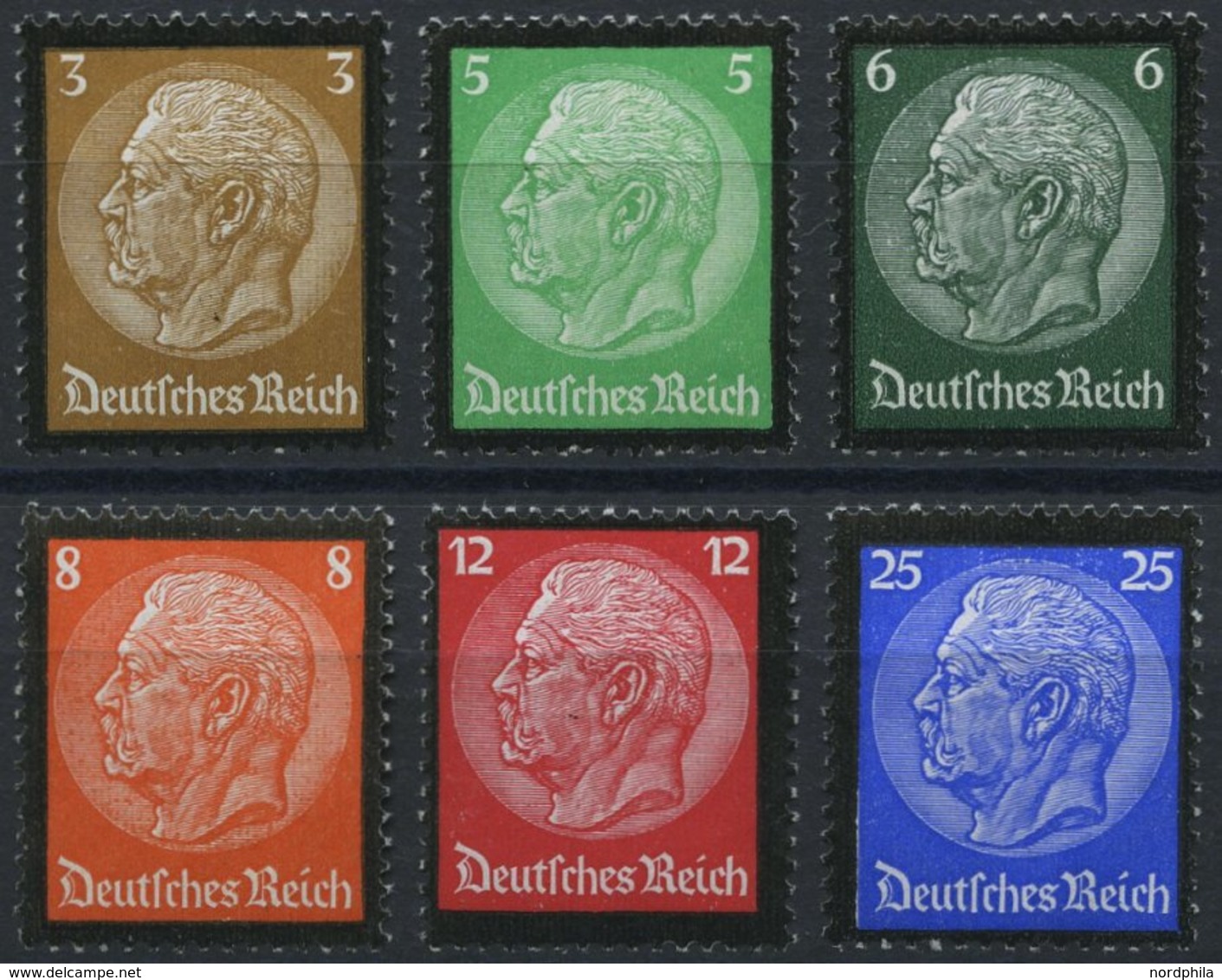 Dt. Reich 548-53 **, 1934, Hindenburg-Trauer, Prachtsatz, Mi. 150.- - Andere & Zonder Classificatie