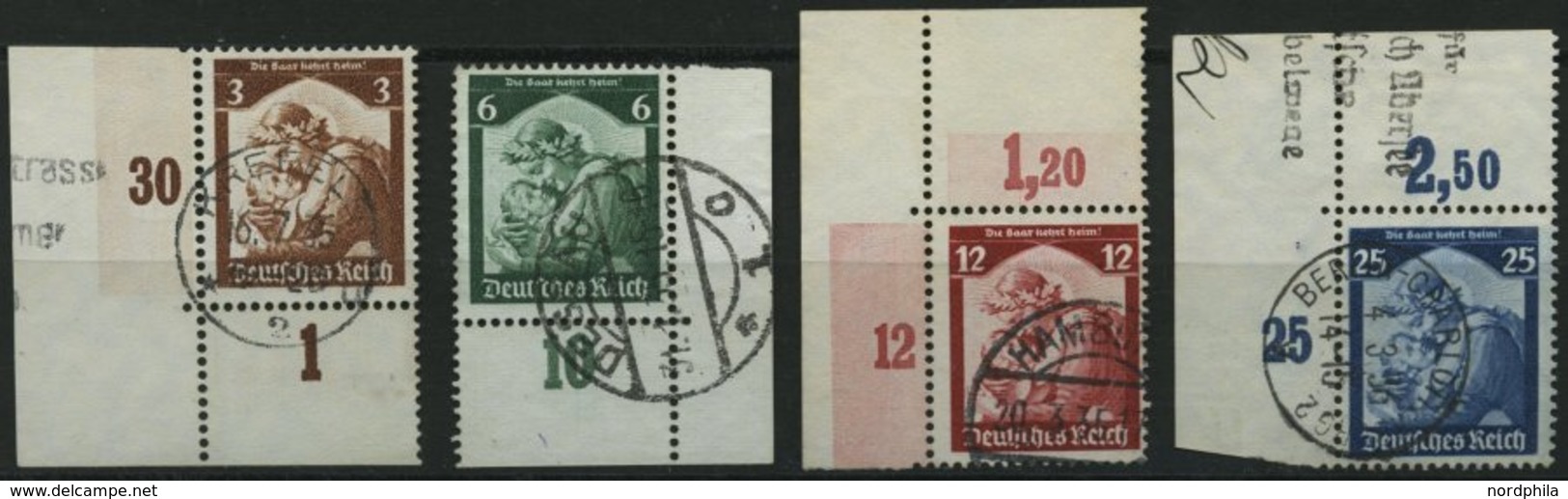 Dt. Reich 565-68 O, 1935, Saarabstimmung, Je Aus Der Bogenecke, Prachtsatz - Otros & Sin Clasificación