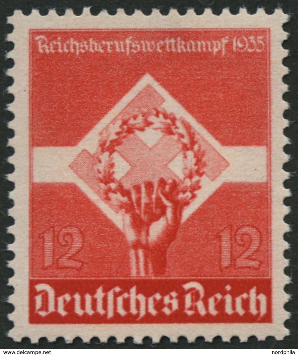 Dt. Reich 572y **, 1935, 12 Pf. Reichsberufswettkampf, Waagerechte Gummiriffelung, Pracht, Mi. 160.- - Otros & Sin Clasificación