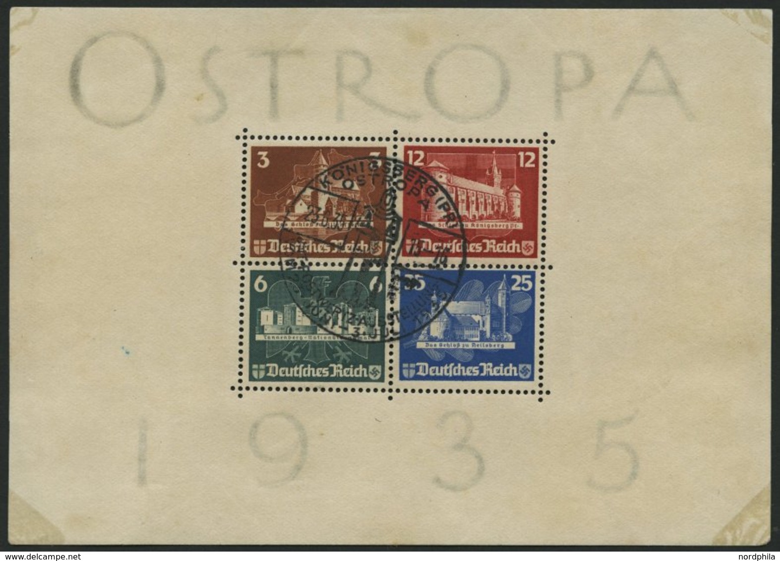 Dt. Reich Bl. 3 O, 1935, Block OSTROPA, Ersttags-Sonderstempel, Feinst (leichte Randmängel), Mi. 900.- - Other & Unclassified