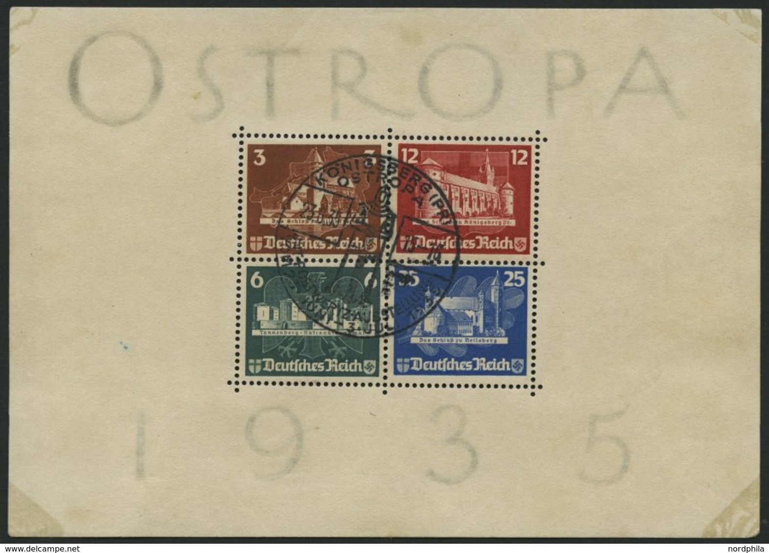 Dt. Reich Bl. 3 O, 1935, Block OSTROPA, Ersttags-Sonderstempel, Feinst (leichte Randmängel), Mi. 900.- - Otros & Sin Clasificación