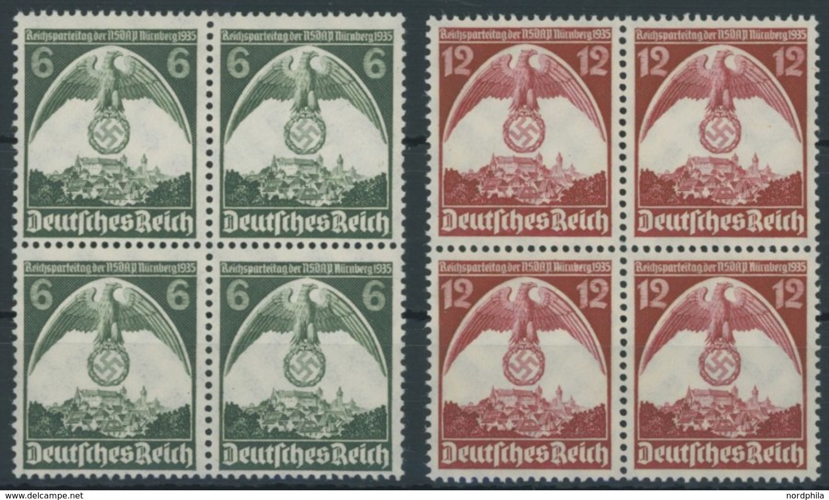 Dt. Reich 586/7 VB **, 1935, Nürnberger Parteitag In Viererblocks, Postfrisch, Pracht, Mi. 100.- - Otros & Sin Clasificación