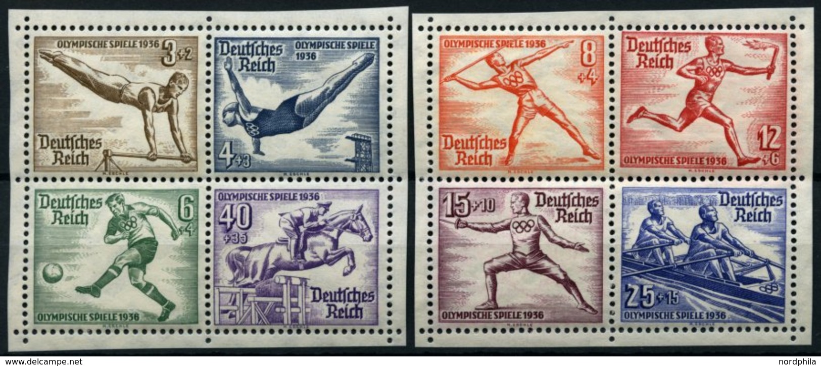 Dt. Reich 624-31 **, 1936, Olympische Spiele, 2 Herzstücke, Pracht, Mi. 80.- - Autres & Non Classés