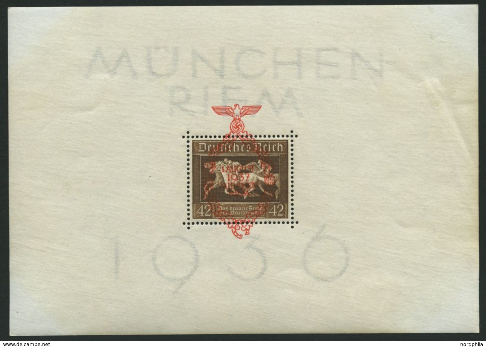 Dt. Reich Bl. 10 *, 1937, Block München-Riem, Einzelmarke Postfrisch, Pracht - Other & Unclassified