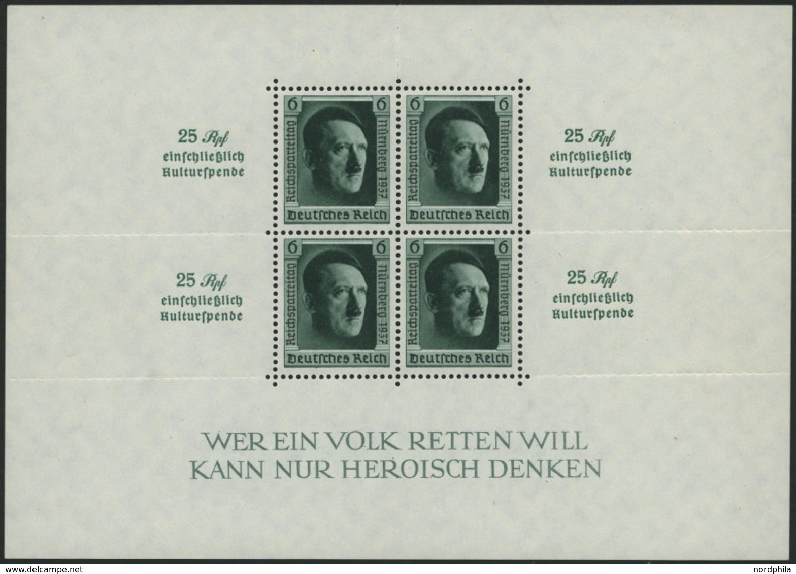 Dt. Reich Bl. 11 *, 1937, Block Reichsparteitag, Marken Postfrisch, Pracht, Mi. 90.- - Otros & Sin Clasificación