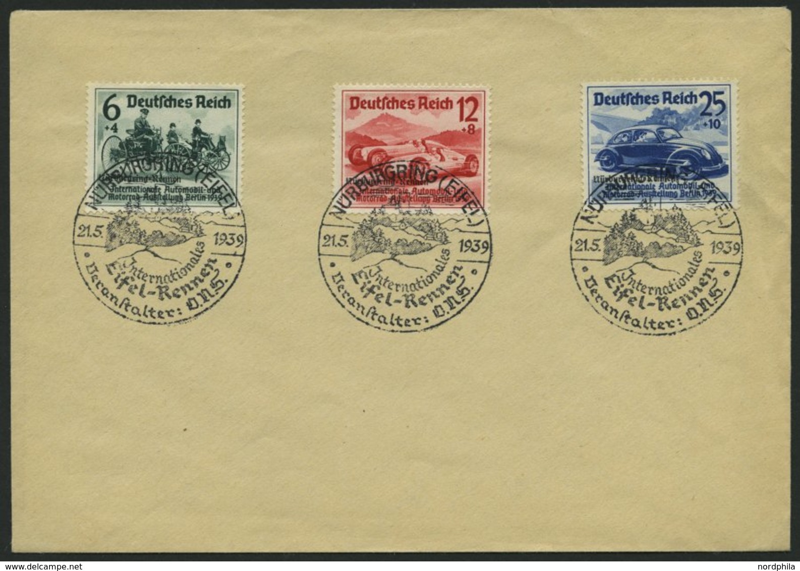 Dt. Reich 695-97 BRIEF, 1939, Nürburgring-Rennen Auf Umschlag Mit Sonderstempel, Pracht - Autres & Non Classés