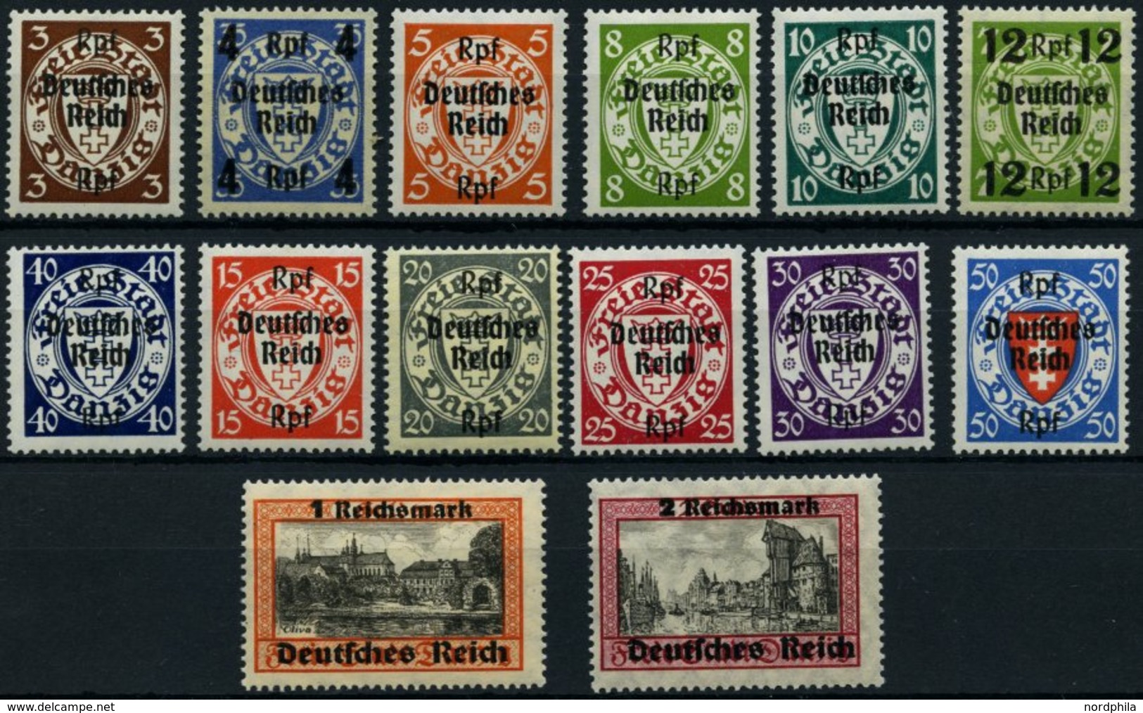 Dt. Reich 716-29 **, 1939, Danzig, Prachtsatz, Mi. 220.- - Otros & Sin Clasificación