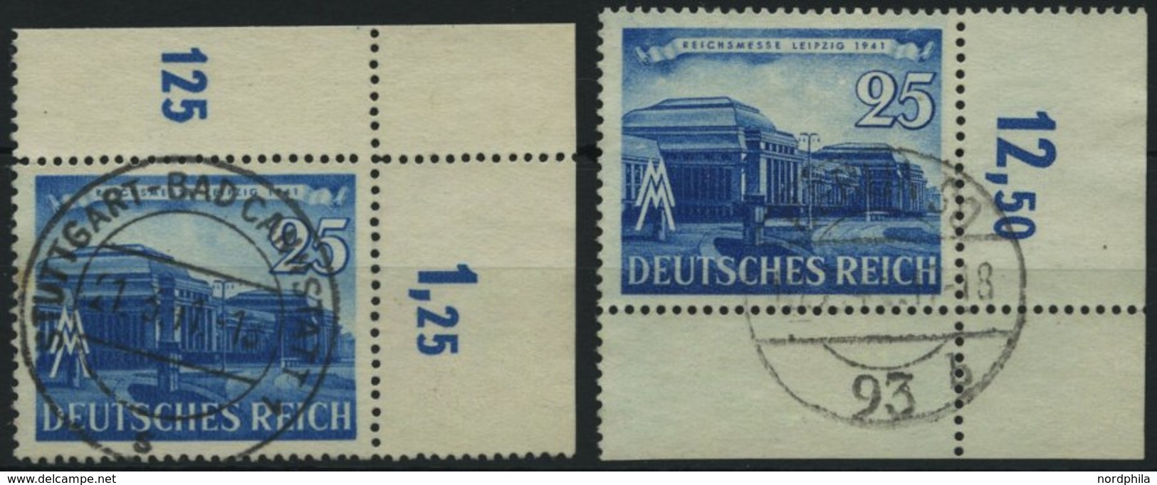 Dt. Reich 767 O, 1941, 25 Pf. Hauptbahnhof, Rechte Obere Und Linke Untere Bogenecke, 2 Prachtwerte - Andere & Zonder Classificatie