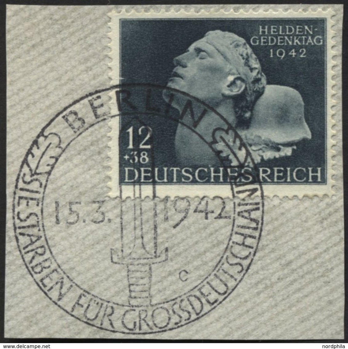 Dt. Reich 812IV BrfStk, 1942, 12 Pf. Heldengedanktag Mit Abart Weißer Punkt Am Ohr, Sonderstempel, Prachtbriefstück, Mi. - Andere & Zonder Classificatie