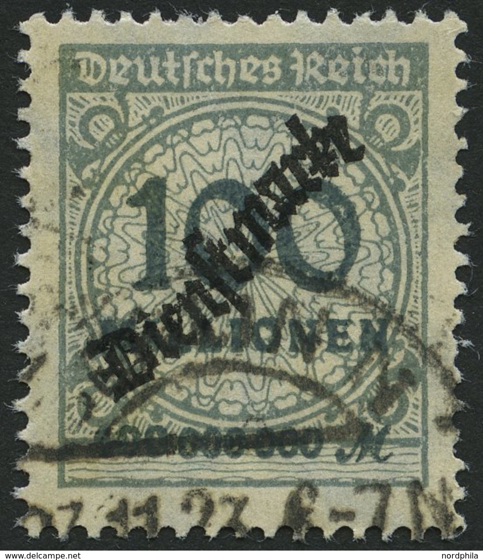 DIENSTMARKEN D 82 O, 1923, 100 Mio. M. Dunkelgrüngrau, Pracht, Gepr. Dr. Oechsner, Mi. 200.- - Servizio