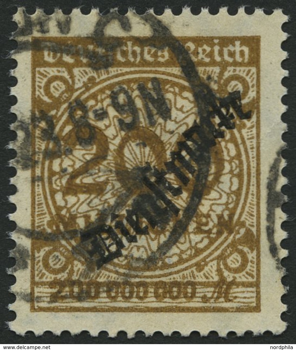 DIENSTMARKEN D 83a O, 1923, 200 Mio. M. Ockerbraun, Normale Zähnung, Pracht, Gepr. Infla, Mi. 200.- - Officials