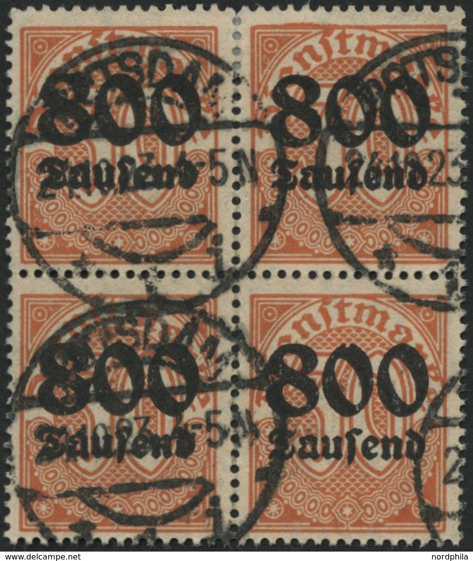 DIENSTMARKEN D 95Y VB O, 1923, 800 Tsd. M. Auf 30 Pf. Dunkelrotorange Auf Mattgelblichorange, Wz. 1, Im Viererblock, Pra - Dienstzegels