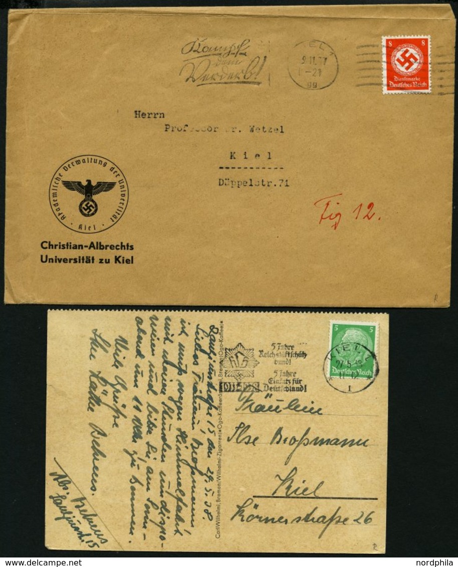 SAMMLUNGEN 1922-45, reichhaltige Stempelsammlung Kieler Maschinenstempel mit Werbeeinsätzen, insgesamt 156 Belege mit vi