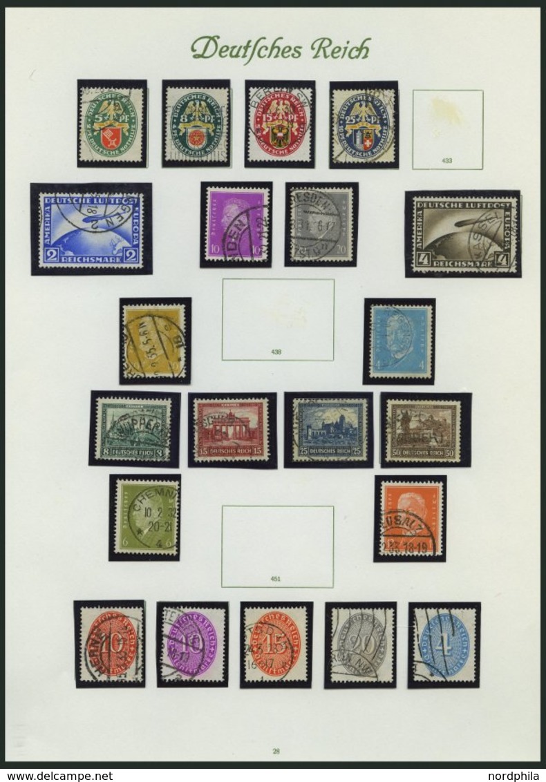 SAMMLUNGEN, LOTS O, Gestempelte Sammlung Dt. Reich Von 1923-32 Auf Seiten Mit Mittleren Ausgaben, U.a. Mi.Nr. 378-84, 42 - Usati