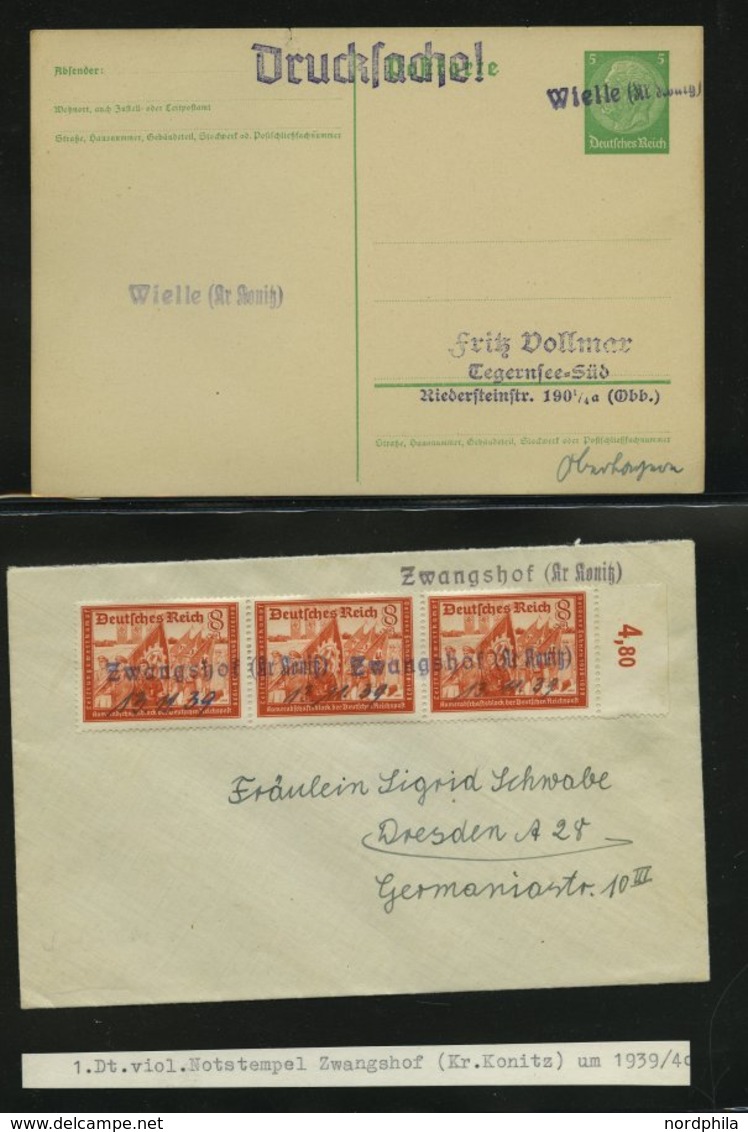 SAMMLUNGEN 1939/45, Kreis Konitz in Westpreußen, Stempelsammlung der provisorischen Entwertungen, insgesamt 55 teils seh