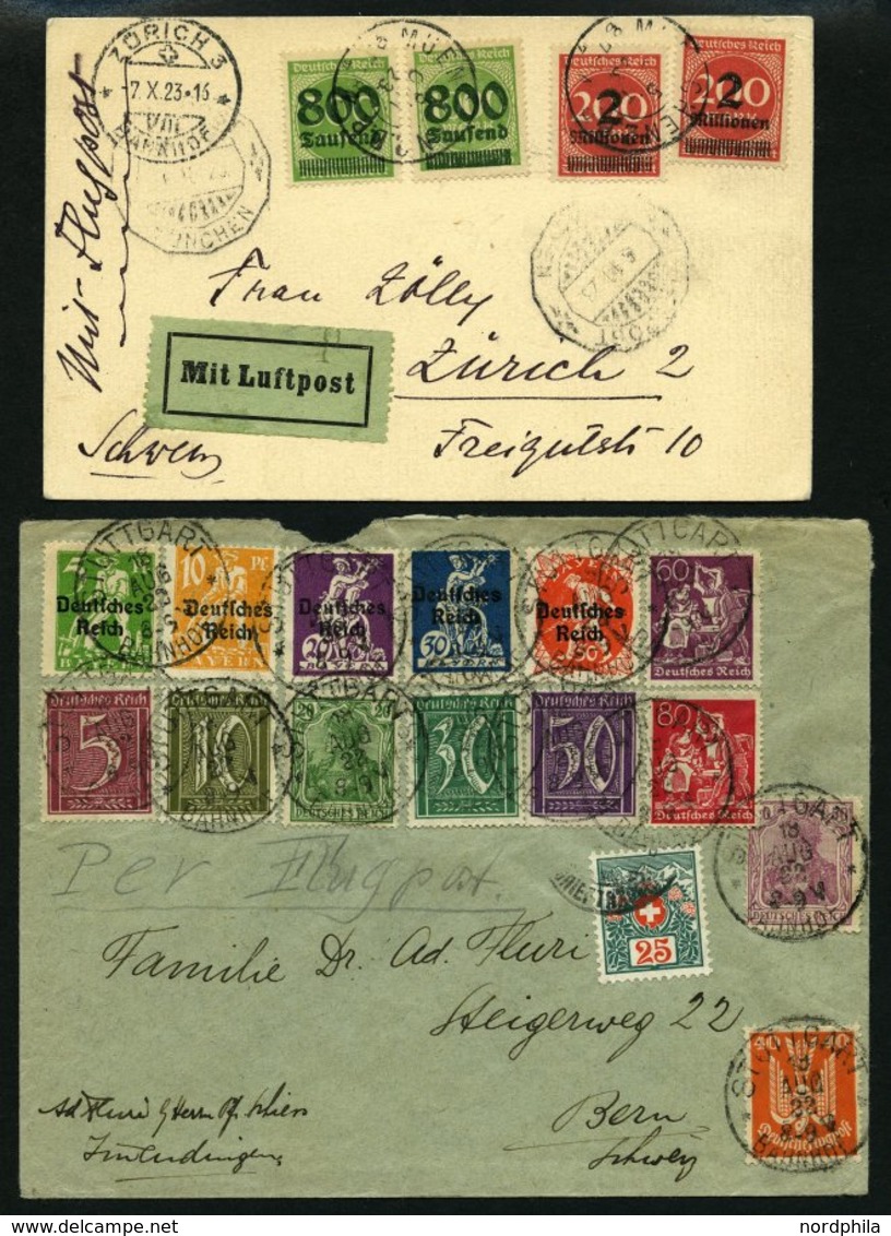 LOTS 1921-23, 6 Verschiedene Luftpostbelege In Die Schweiz, Meist Pracht, Besichtigen! - Used Stamps