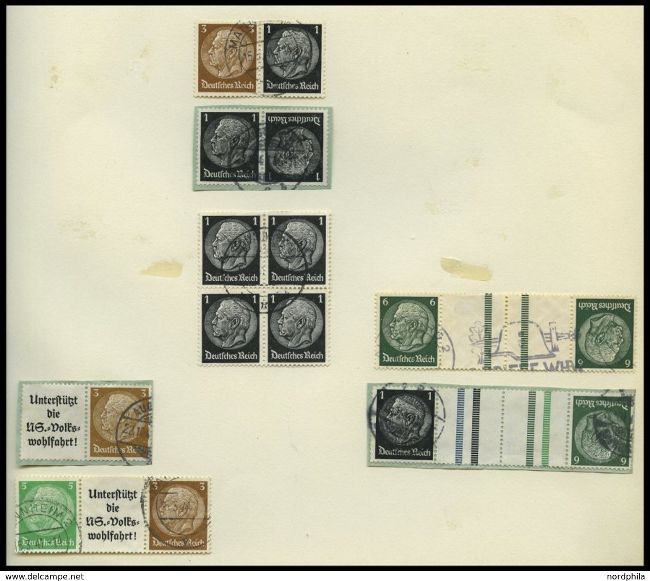 ZUSAMMENDRUCKE O,BrfStk,*, **, 1928-40, Kleine Partie Von 39 Verschiedenen, Fast Nur Gestempelten Zusammendrucken, Feins - Se-Tenant