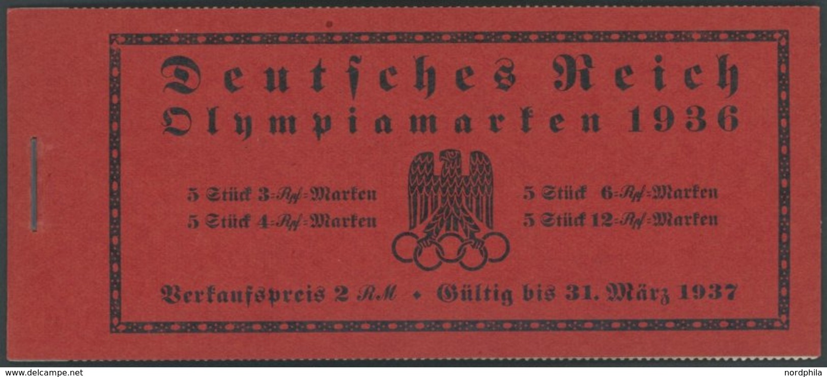 ZUSAMMENDRUCKE MH 42.1 **, 1936, Markenheftchen Olympische Spiele, Unbedruckt, Pracht, Mi. 200.- - Se-Tenant