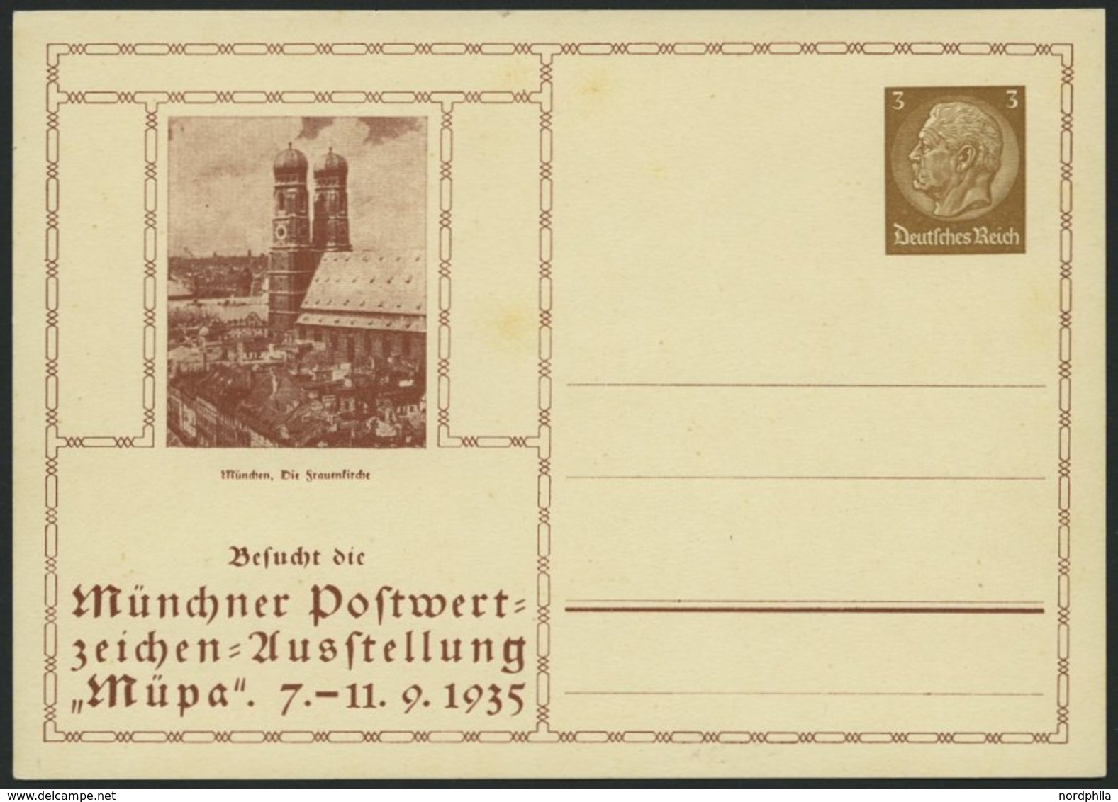 GANZSACHEN PP 122C12/02 BRIEF, Privatpost: 1935, 3 Pf. Hindenburg Münchener Postwertzeichen Ausstellung Müpa, Ungebrauch - Andere & Zonder Classificatie