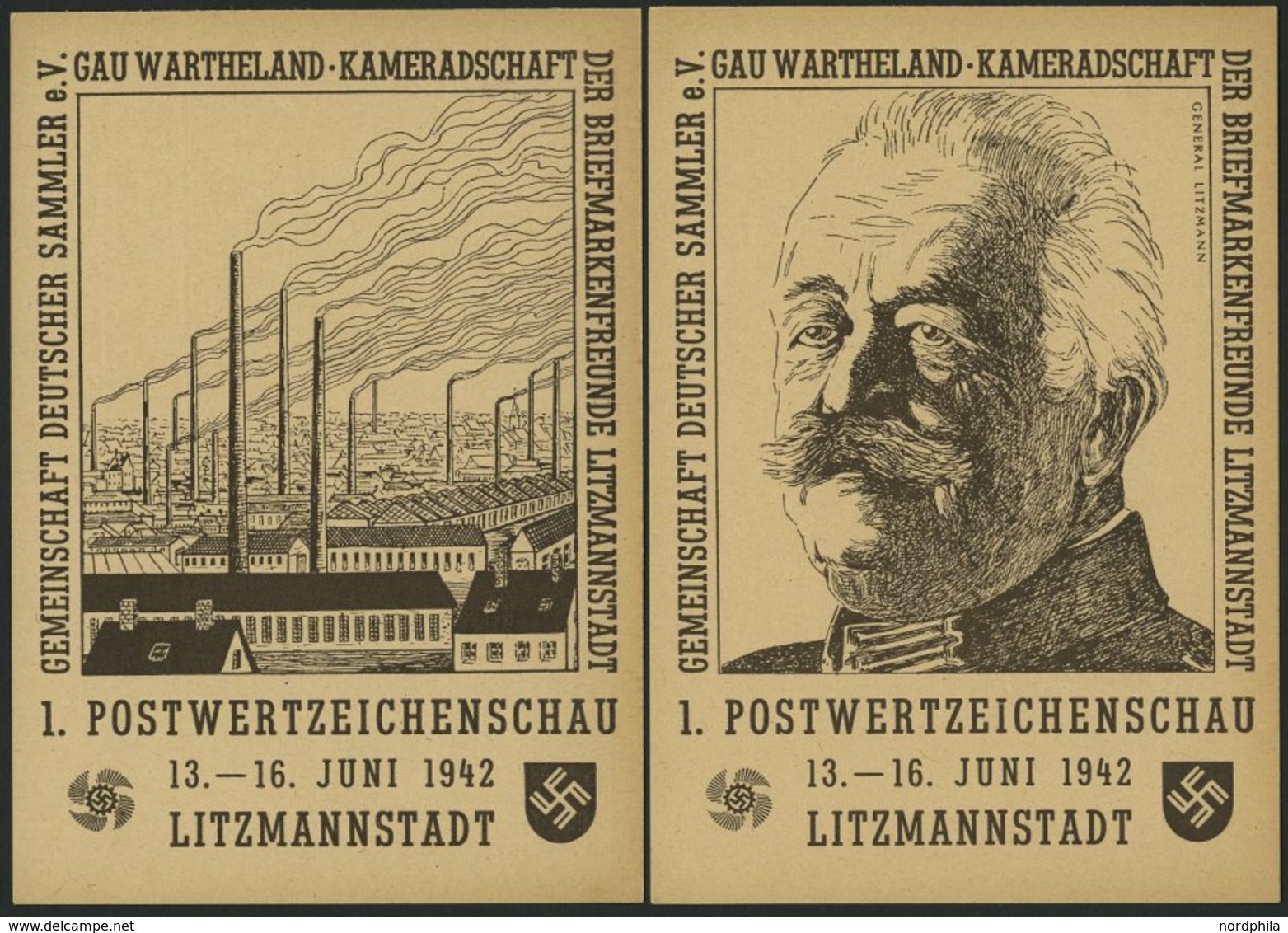 GANZSACHEN PP156C5/01,2 BRIEF, Privatpost: 6 Pf. Hitler 1. Postwertzeichenschau 13.-16. Juni 1942 Litzmannstadt, Industr - Andere & Zonder Classificatie