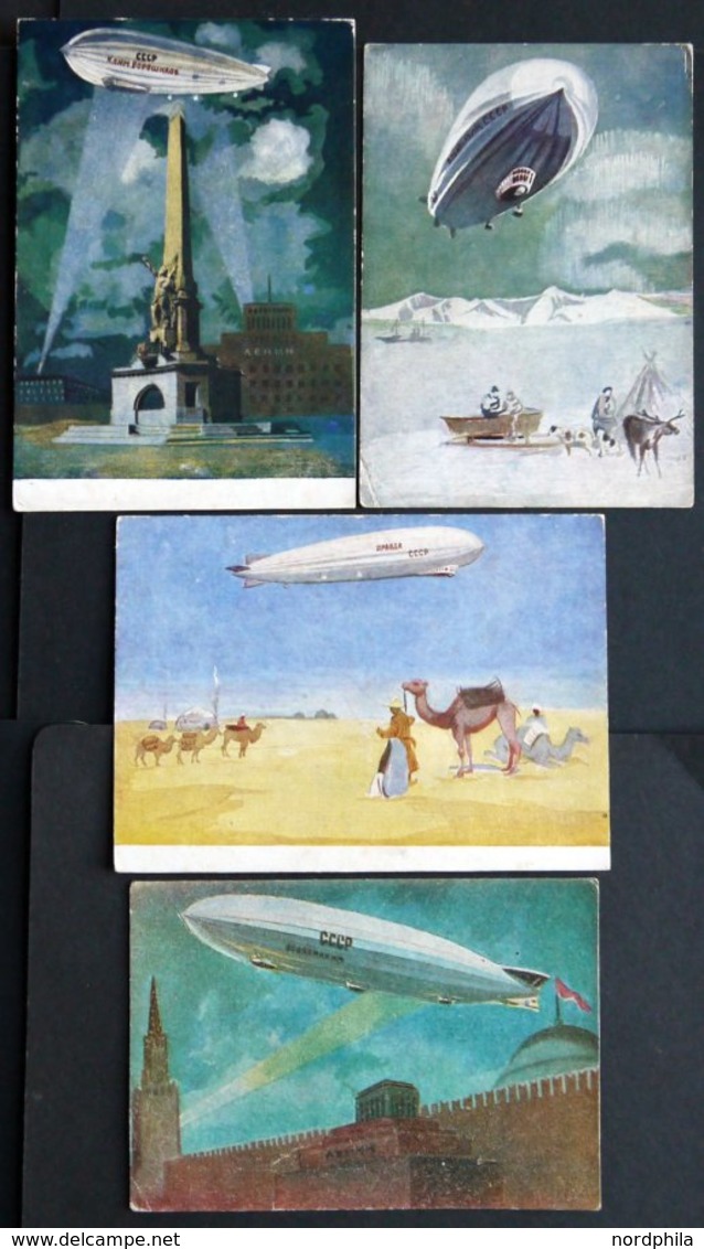ZEPPELINPOST 5 Verschiedene Alte Farbige Russische Luftschiff-Ansichtskarten, Ungebraucht, Fast Nur Pracht, R! - Zeppelins