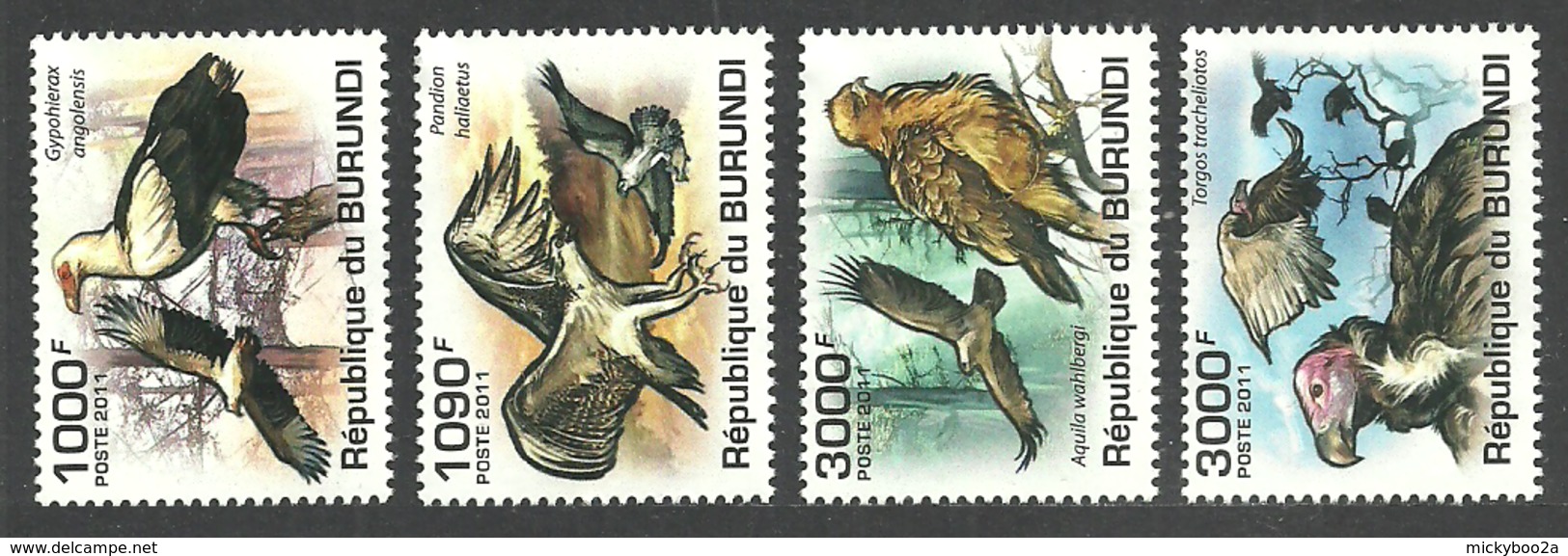 BURUNDI 2011 BIRDS RAPTORS VULTURE EAGLE SET MNH - Other & Unclassified