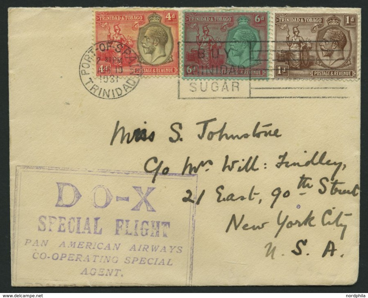 DO-X LUFTPOST 51.TR.e BRIEF, 19.08.1931, Aufgabe Port Of Spain/Trinidad, Nach Nordamerika, Prachtbrief - Lettres & Documents