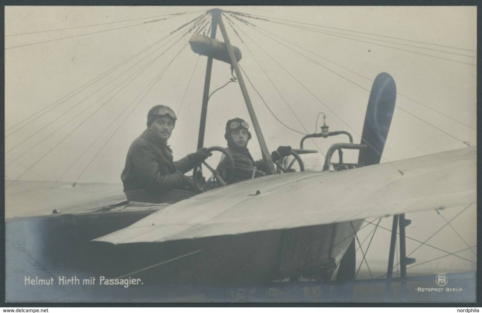 PIONIERFLUGPOST 1909-1914 1911, Offizielle Fotokarte Rundflug B.Z. Preis, Helmut Hirth Mit Passagier, Rückseitig Roter S - Avions