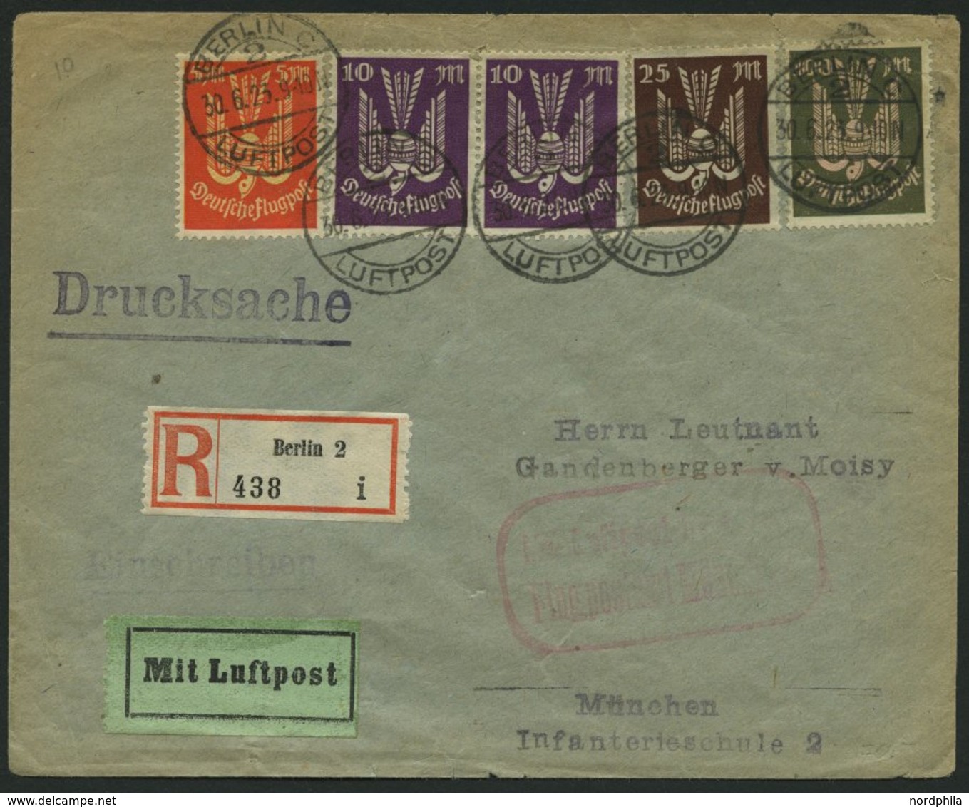 SPÄTERE FLÜGE (SPF) 23.9.03 BRIEF, 30.6.1923, Berlin-München, EBf, Feinst - Avions