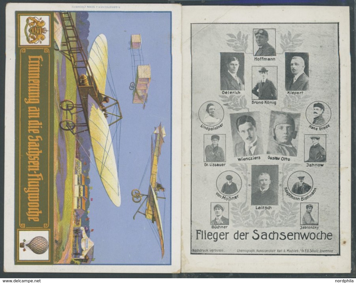 ALTE ANSICHTSKARTEN 1911, Erinnerung An Die Sachsen-Flugwoche Und Flieger Der Sachsenwoche, 2 Ungebrauchte Ansichtskarte - Other & Unclassified