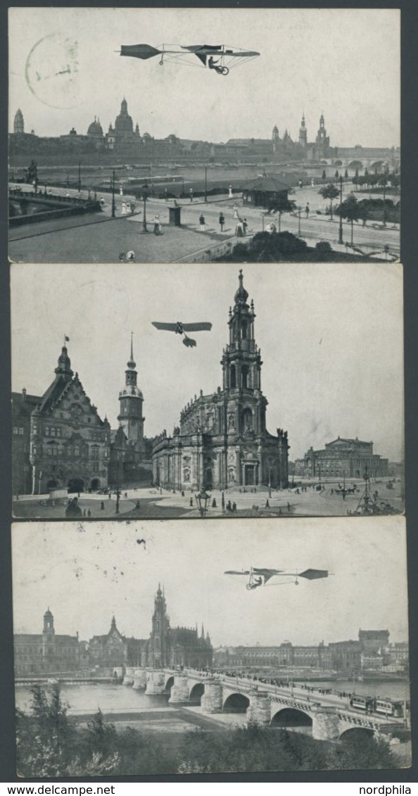 ALTE ANSICHTSKARTEN 1911, Sachsen-Flugwoche In Dresden, 3 Verschiedene Gebrauchte Ansichtskarten, Fast Nur Pracht - Autres & Non Classés