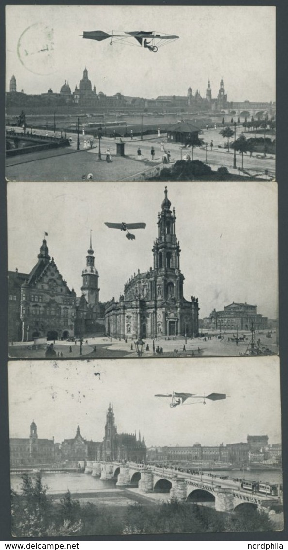 ALTE ANSICHTSKARTEN 1911, Sachsen-Flugwoche In Dresden, 3 Verschiedene Gebrauchte Ansichtskarten, Fast Nur Pracht - Altri & Non Classificati