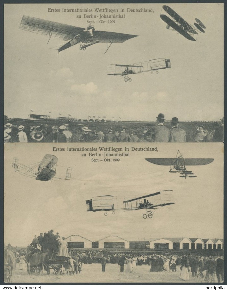 ALTE ANSICHTSKARTEN 1909, Erstes Internationales Wettfliegen In Deutschland, Zu Berlin-Johannisthal, 2 Verschiedene Ansi - Other & Unclassified