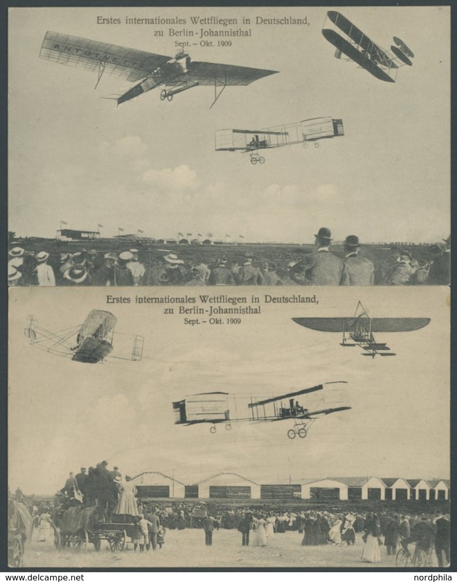 ALTE ANSICHTSKARTEN 1909, Erstes Internationales Wettfliegen In Deutschland, Zu Berlin-Johannisthal, 2 Verschiedene Ansi - Altri & Non Classificati