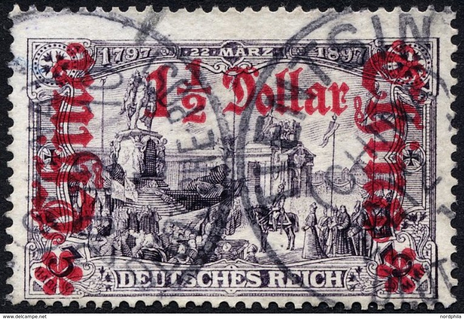 DP CHINA 36A O, 1905, 11/2 D. Auf 3 M., Ohne Wz., Gezähnt A, üblich Gezähnt Pracht, Mi. 150.- - China (offices)