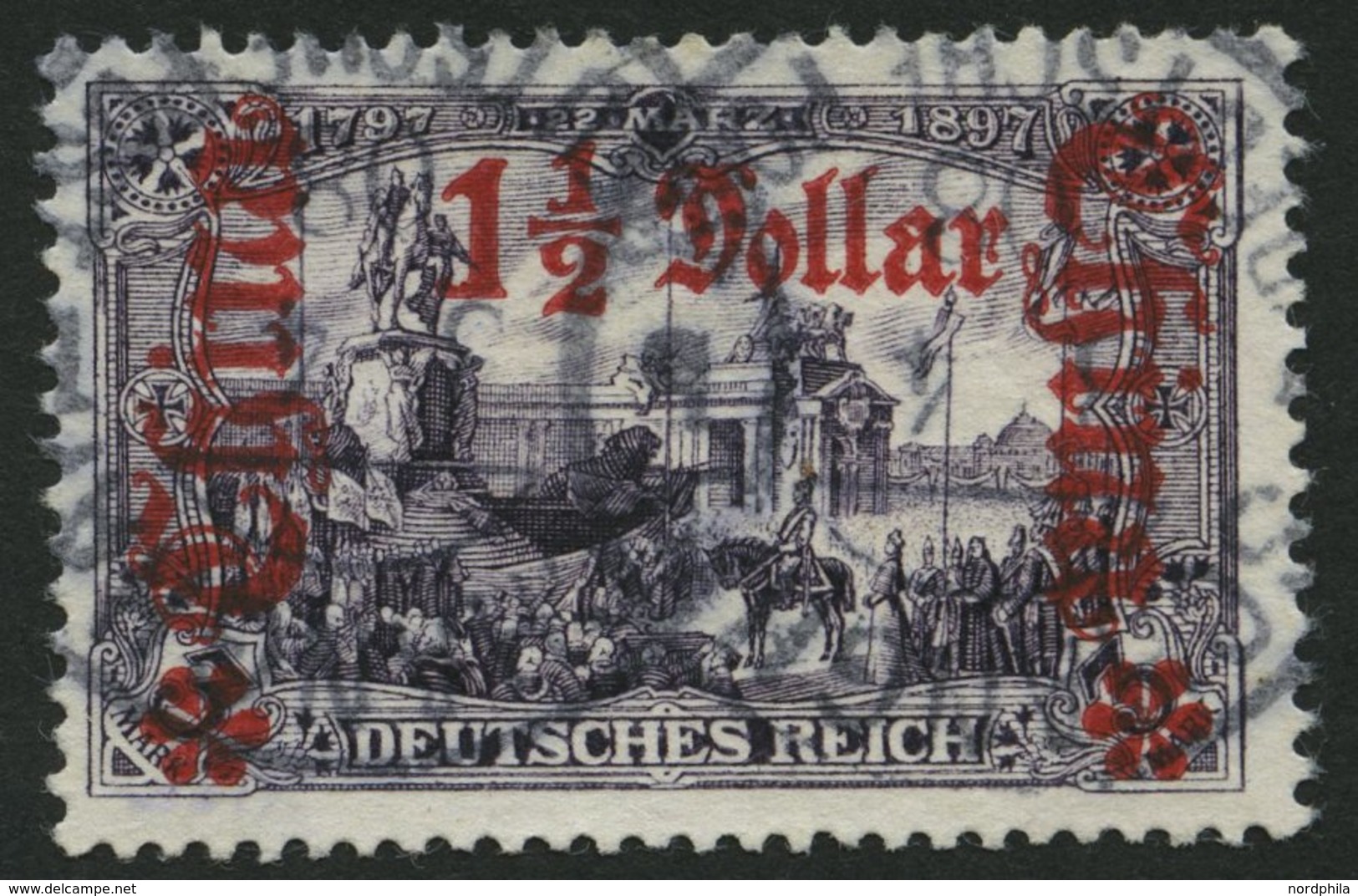 DP CHINA 36B O, 1905, 11/2 D. Auf 3 M., Ohne Wz., Gezähnt B, Pracht, Mi. 60.- - China (kantoren)