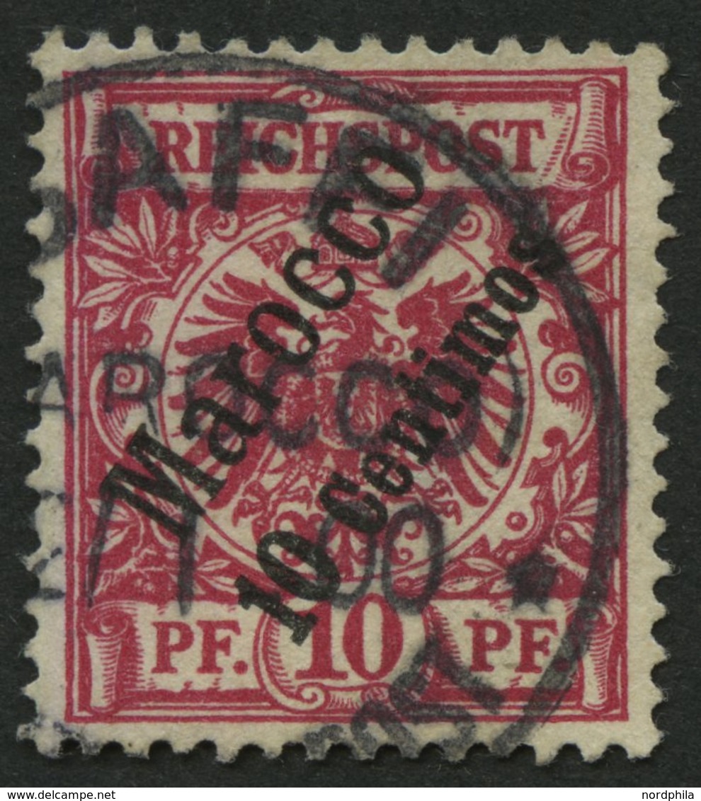 DP IN MAROKKO 3d O, 1899, 10 C. Auf 10 Pf. Lilarot, Kleine Helle Stelle Sonst Pracht, Gepr. Jäschke-L., Mi. 100.- - Maroc (bureaux)