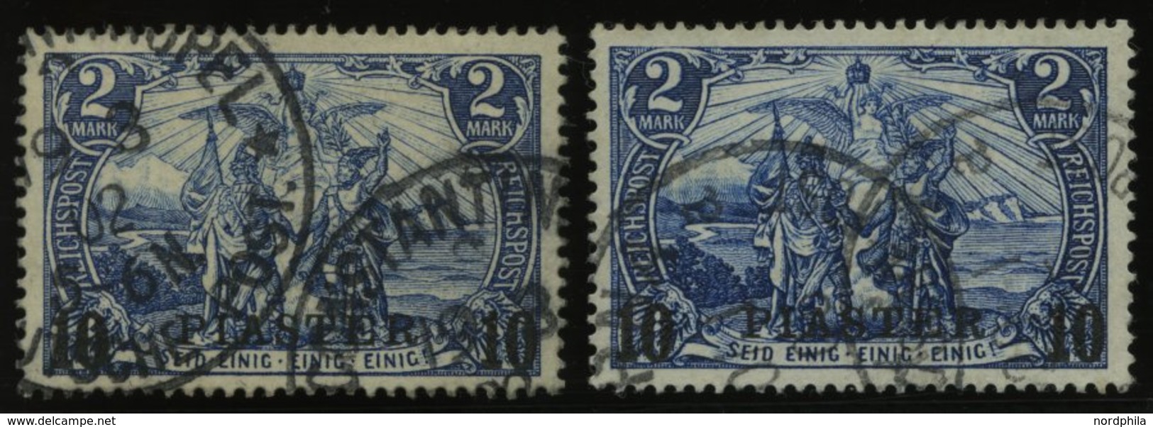 DP TÜRKEI 21I/I,I/II O, 1900, 10 PIA. Auf 2 M., Beide Typen, Feinst/Pracht, Mi 195.- - Turkse Rijk (kantoren)