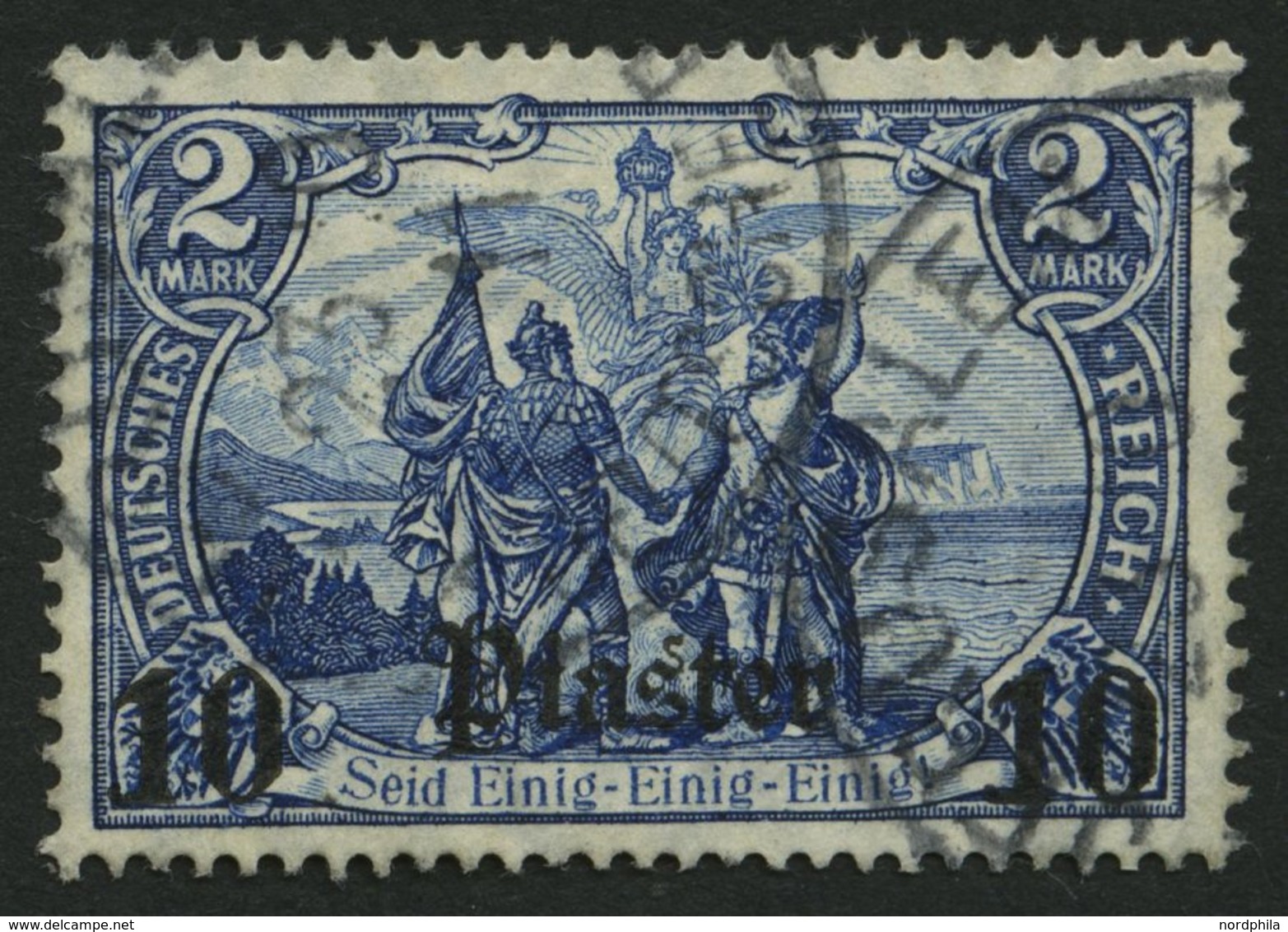 DP TÜRKEI 45 O, 1906, 10 Pia. Auf 2 M., Mit Wz., Pracht, Mi. 60.- - Turchia (uffici)