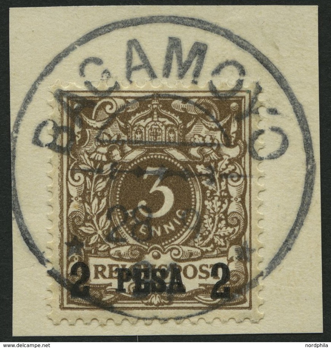 DEUTSCH-OSTAFRIKA 1I BrfStk, 1893, 2 P. Auf 3 Pf. Mittelbraun, Zentrischer Stempel BAGAMOYO, Kabinettbriefstück - Duits-Oost-Afrika