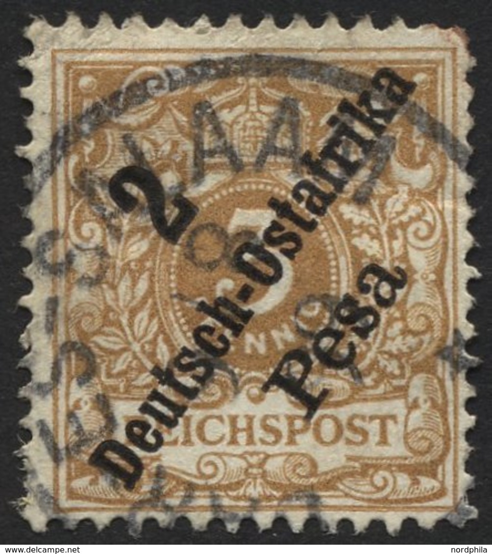 DEUTSCH-OSTAFRIKA 6e O, 1896, 2 P. Auf 3 Pf. Hellocker, Fein (dünne Stelle Und Zahnfehler), RR!, Gepr. Jäschke-L., Mi. 5 - África Oriental Alemana