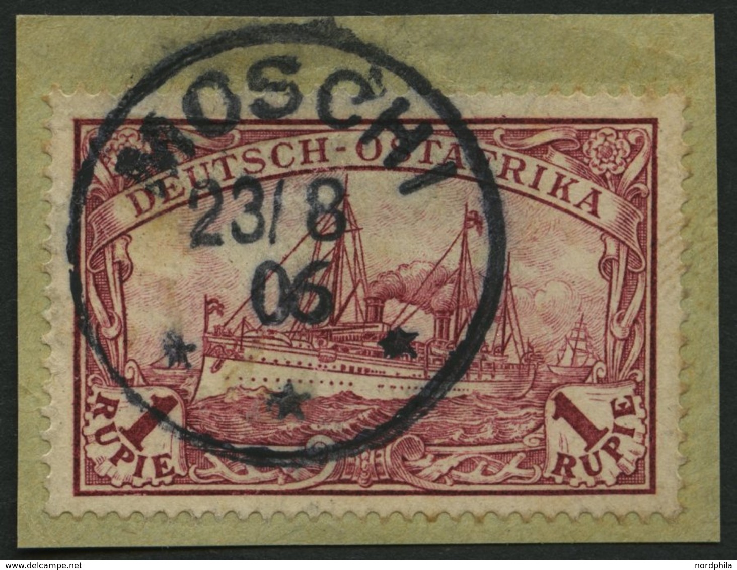 DEUTSCH-OSTAFRIKA 19 BrfStk, 1901, 1 R. Dunkellilarot, Stempel MOSCHI, Prachtbriefstück, Mi. (60.-) - German East Africa