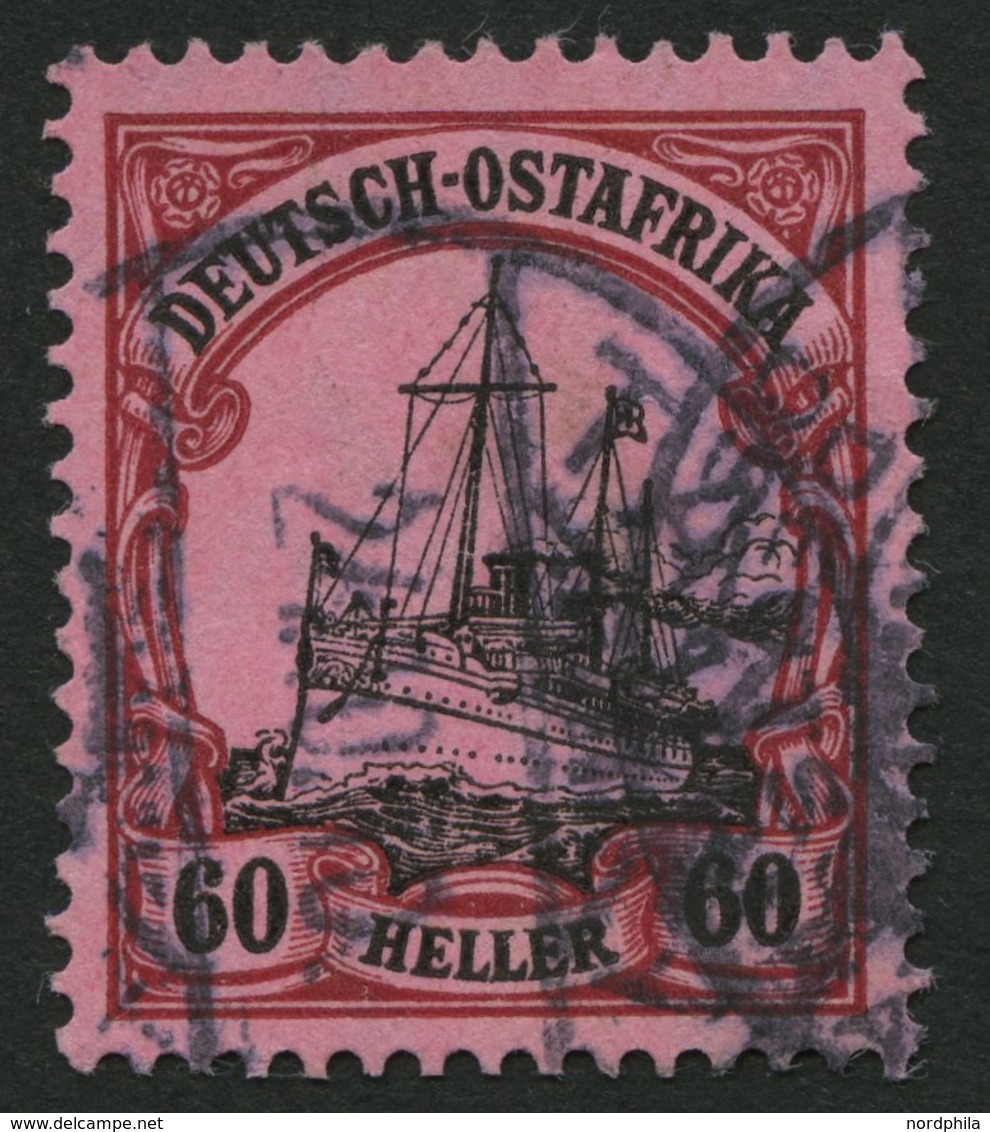 DEUTSCH-OSTAFRIKA 37 O, 1906, 60 H. Dunkelrötlichkarmin/schwarz Auf Mattrosarot, Mit Wz., Pracht, Gepr. Steuer, Mi. 240. - Afrique Orientale