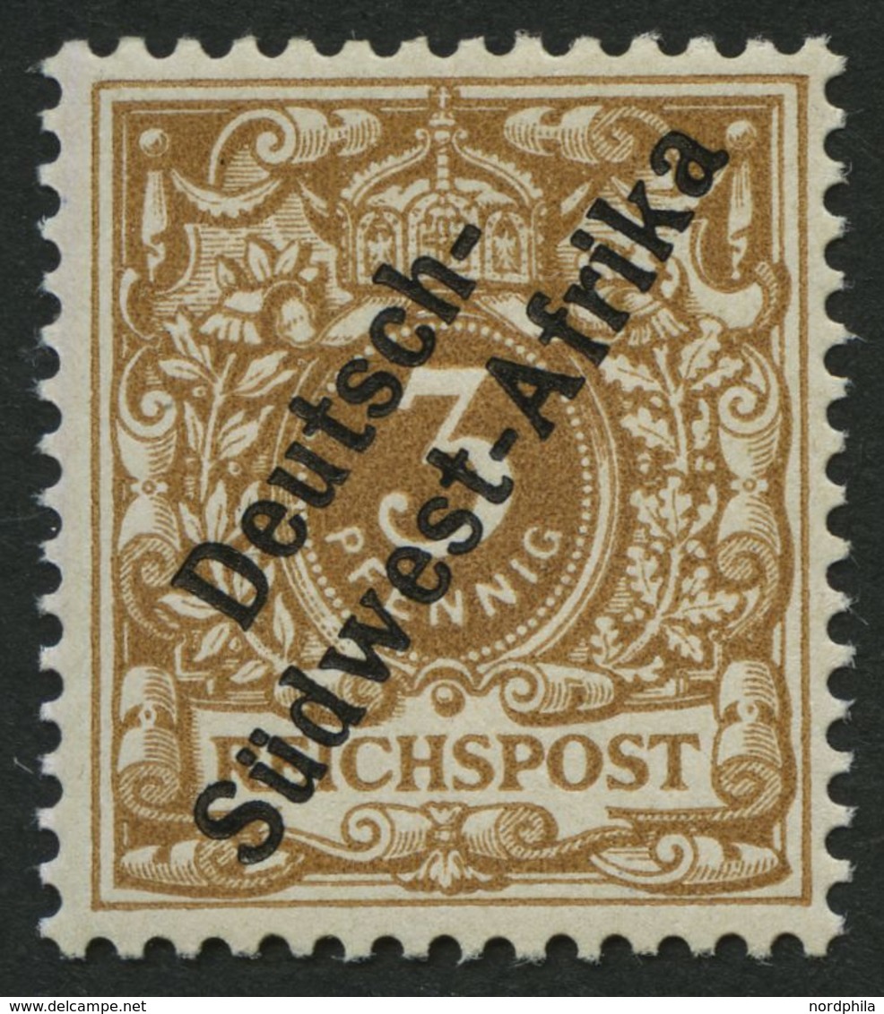 DSWA 1f *, 1897, 3 Pf. Hellocker, Falzrest, Pracht, Fotobefund Jäschke-L., Mi. 350.- - África Del Sudoeste Alemana