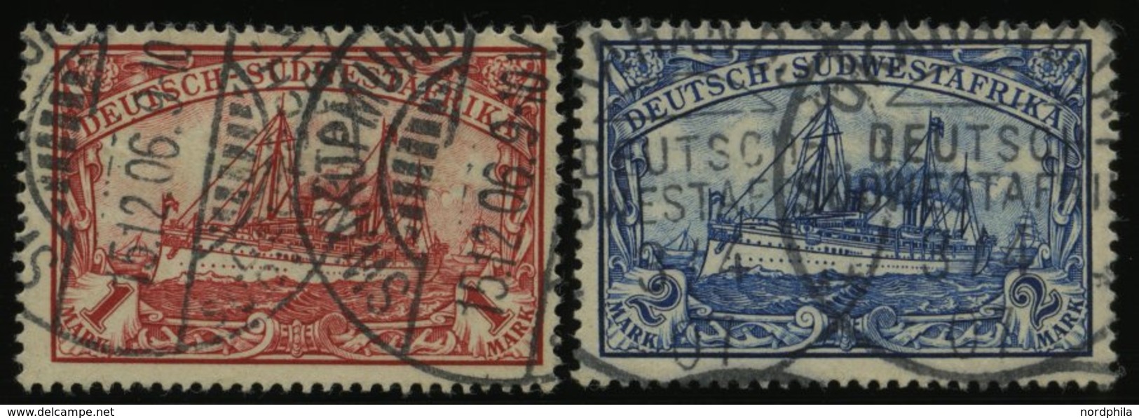 DSWA 20/1 O, 1901, 1 M. Rot Und 2 M. Schwärzlichblau, Ohne Wz., 2 Prachtwerte, Mi. 83.- - Deutsch-Südwestafrika